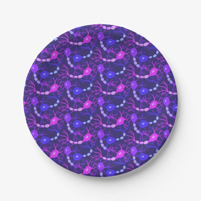 Plato De Papel Neuronas conectadas Neon Purple (Anverso)