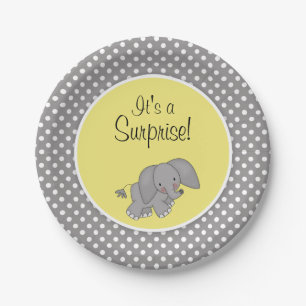Plato De Papel Neutral amarillo lindo Baby Shower del género del