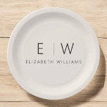 Plato De Papel Neutral Beige Clásico Elegante Moderno Minimalista<br><div class="desc">Disfrute de su experiencia gastronómica con nuestra elegante y clásica placa Minimalista de Monograma. Este plato, de diseño meticuloso, combina a la perfección la sofisticación atemporal con el minimalismo contemporáneo, añadiendo un toque de elegancia refinada a los ambientes de las mesas. Elaborado con precisión y atención a los detalles, este...</div>