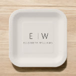 Plato De Papel Neutral Beige Clásico Elegante Moderno Minimalista<br><div class="desc">Disfrute de su experiencia gastronómica con nuestra elegante y clásica placa Minimalista de Monograma. Este plato, de diseño meticuloso, combina a la perfección la sofisticación atemporal con el minimalismo contemporáneo, añadiendo un toque de elegancia refinada a los ambientes de las mesas. Elaborado con precisión y atención a los detalles, este...</div>