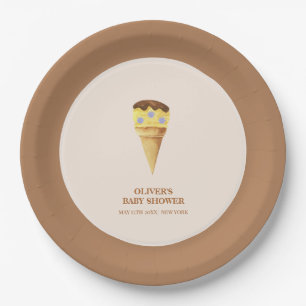 Plato De Papel Neutral Summer Scoop Ice Cream Boy Baby Shower