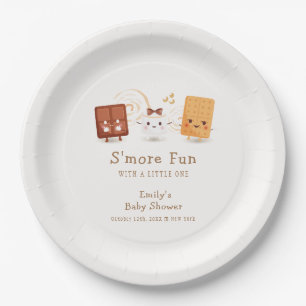 Plato De Papel Neutral Whimsical S'more Fun Baby Shower