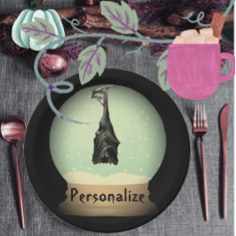 Plato De Papel Nevada de murciélago colgante globo negro caída gó