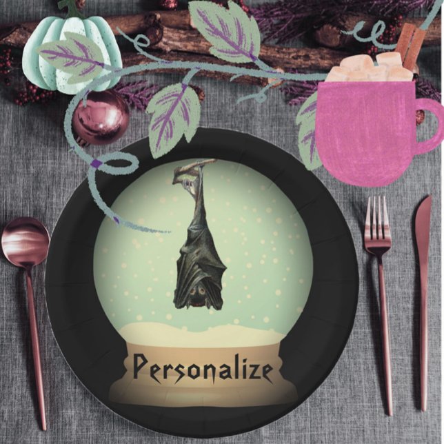 Plato De Papel Nevada de murciélago colgante globo negro caída gó (Subido por el creador)