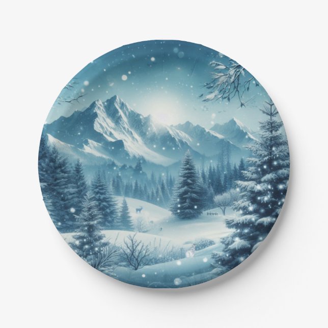 Plato De Papel Nevada Winter Mountain (Anverso)