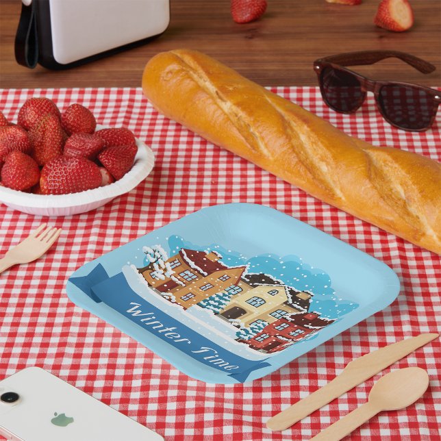 Plato De Papel Nevando el invierno (Subido por el creador)