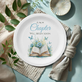 Plato De Papel New Chapter Begin Blue Boy Brunch Book Baby Shower
