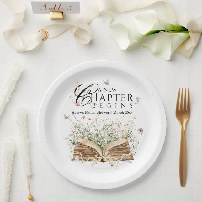 Plato De Papel New Chapter Book Theme bridal shower (Boda)