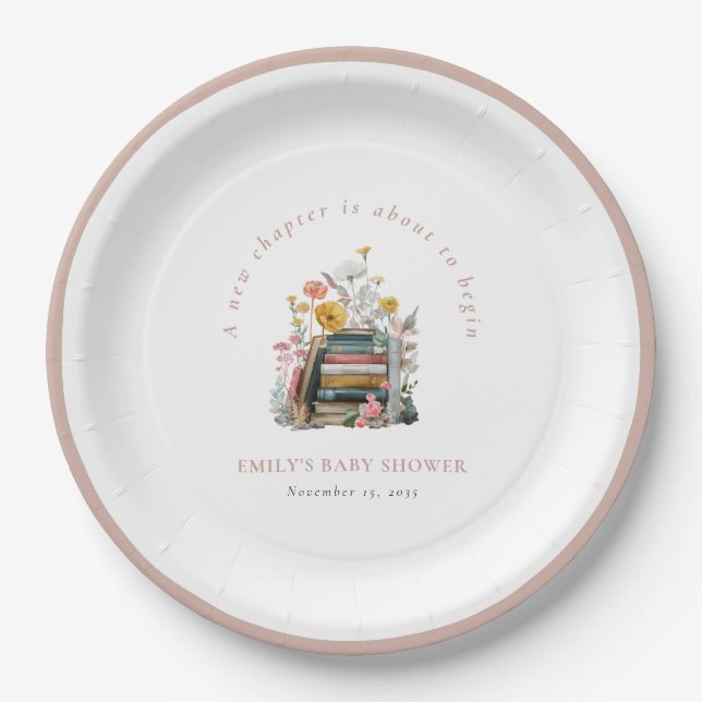 Plato De Papel New Chapter Floral Baby Shower (Anverso)