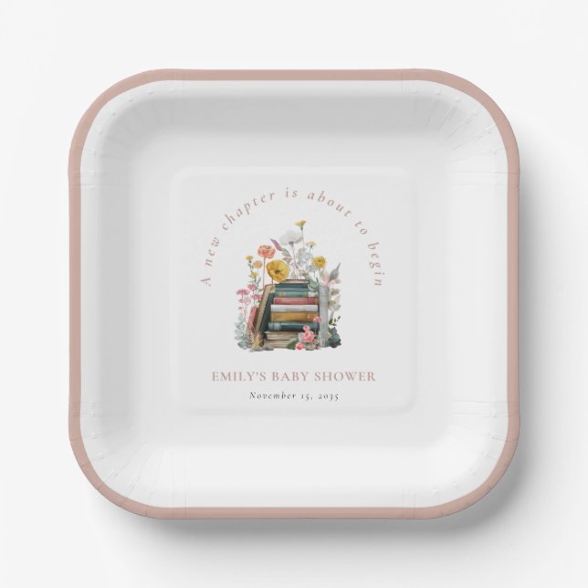 Plato De Papel New Chapter Floral Baby Shower (Anverso)