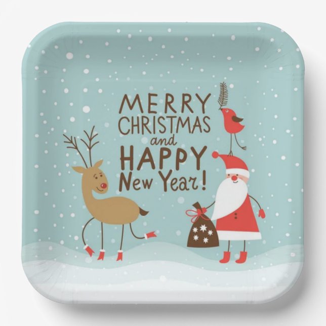 Plato De Papel New year festive holiday Merry Christmas  (Anverso)