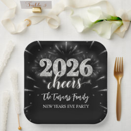 Plato De Papel New Year's Eve 2026 Party Silver & Black