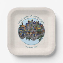 Plato De Papel Next Year in Jerusalem Passover Seder Plate 