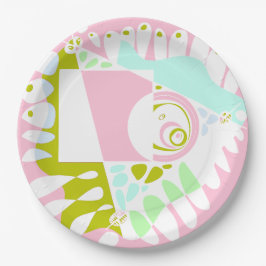 Plato De Papel Nido de pájaro - Blanco rosa flamenco