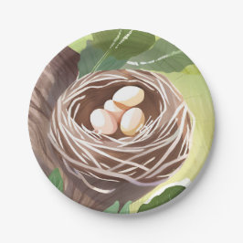 Plato De Papel Nido de pájaro | Huevos de acuarela Naturaleza
