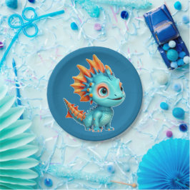 Plato De Papel Niedlicher Alien-Drache, türkis -