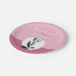 Plato De Papel Nieta primera comunión rosa, cáliz