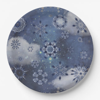 Plato De Papel Nieve azul