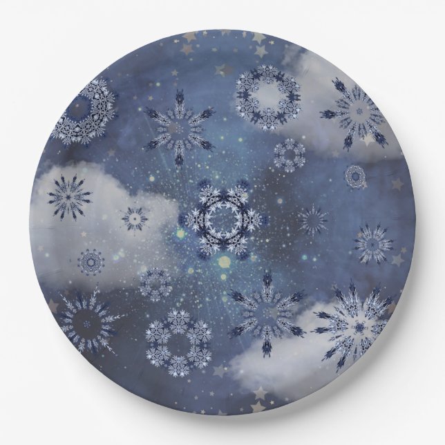 Plato De Papel Nieve azul (Anverso)