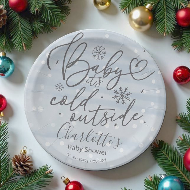 Plato De Papel Nieve, bebé, hace frío fuera de Baby Shower (Subido por el creador)