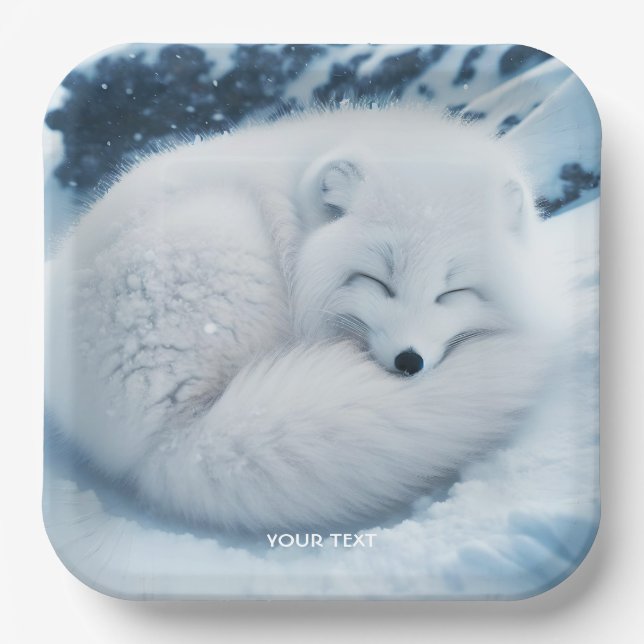 Plato De Papel Nieve blanca suave de Fox (Anverso)