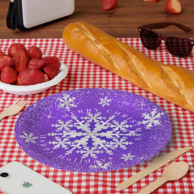 Plato De Papel Nieve: Blanqueo púrpura (Picnic)