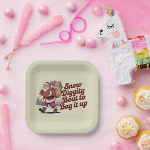 Plato De Papel Nieve Diggity a punto de embolsarlo todo Navidad r