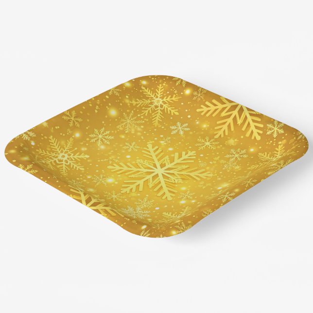 Plato De Papel Nieve Dorada (Angular)