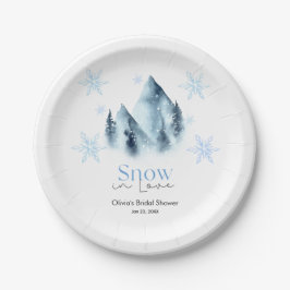 Plato De Papel Nieve en amor ducha de novia copos de nieve de inv