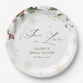 Plato De Papel Nieve en amor Ducha de novias en invierno