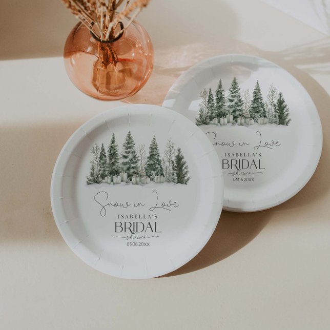 Plato De Papel Nieve en amor Invernal Ducha De Novias (Subido por el creador)