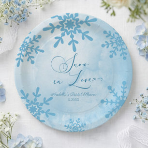 Plato De Papel Nieve En Amor Invierno Lluvia Nupcial