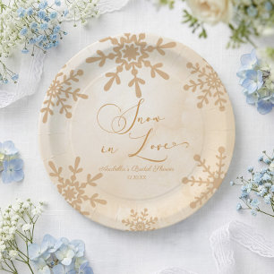 Plato De Papel Nieve En Amor Invierno Mágico Despedida de Soltera