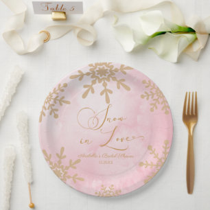 Plato De Papel Nieve En Amor Invierno Maravilla Ducha Nupcial