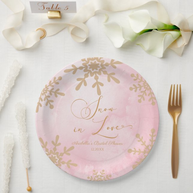 Plato De Papel Nieve Enamorada Paisaje Invernal Despedida de Solt (Boda)