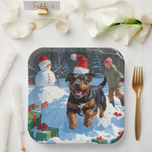 Plato De Papel Nieve festiva de Navidades de Staffordshire en Est