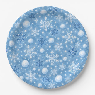 Plato De Papel Nieve Invernal