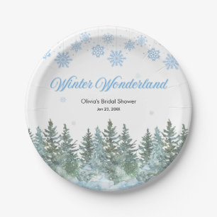 Plato De Papel Nieve Invierno Paisaje Nupcial Copos de Nieve Desp