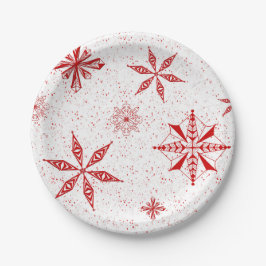 Plato De Papel Nieve Roja sobre Lienzo Blanco 