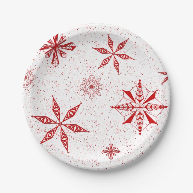 Plato De Papel Nieve Roja sobre Lienzo Blanco  (Anverso)