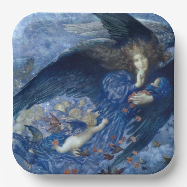 Plato De Papel Night with her Train of Stars (Angel with Cherubs) (Anverso)