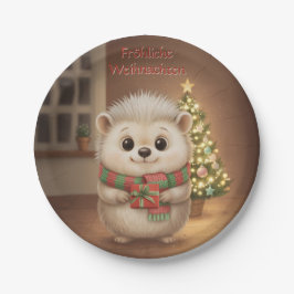 Plato De Papel Niko mit Geschenk und Tannenlicht