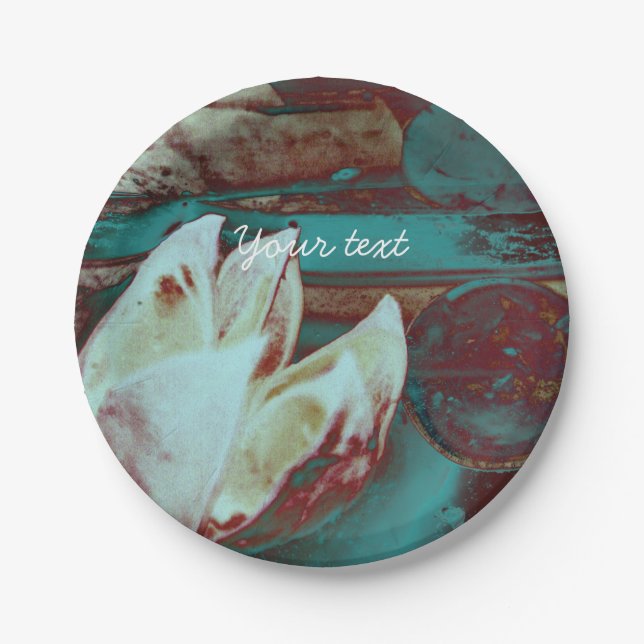 Plato De Papel Nilo de agua artificial en rojo y azul (Anverso)