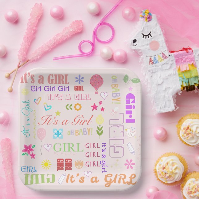 Plato De Papel Niña (Fiesta)