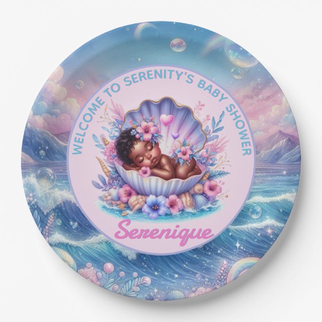 Plato De Papel Niña afroamericana en Pastel de marihuana (Anverso)