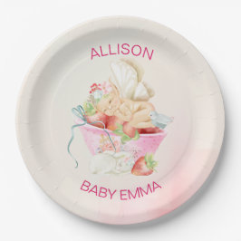 Plato De Papel Niña bebé hada en Baby Shower rosa