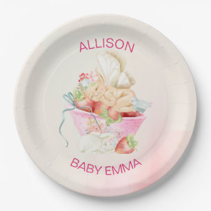 Plato De Papel Niña bebé hada en Baby Shower rosa
