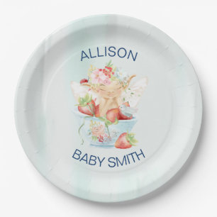 Plato De Papel Niña bebé hada en Baby Shower rosa