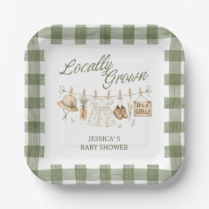 Plato De Papel Niña de Granjero Local Crece Personalizada