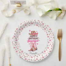 Niña de vaca rosa occidental feliz cumpleaños Pers